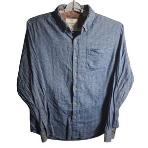Weatherproof Vintage Blue Chambray Button Up‎ Shirt Long Sleeve Mens Size L G